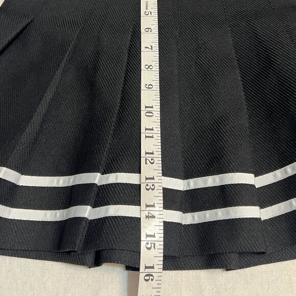 H&M Divided Pleated Mini Skirt Black Tennis Cheer Skirt Ribbon Trim Size 8 - Picture 8 of 9